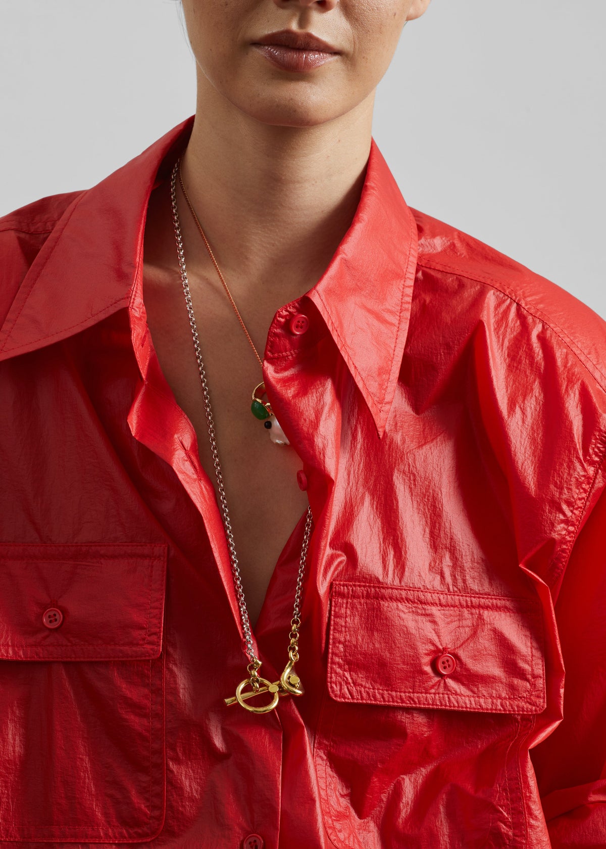 Laconi Lustrous Padded Shirt - Red β view 2 of 6