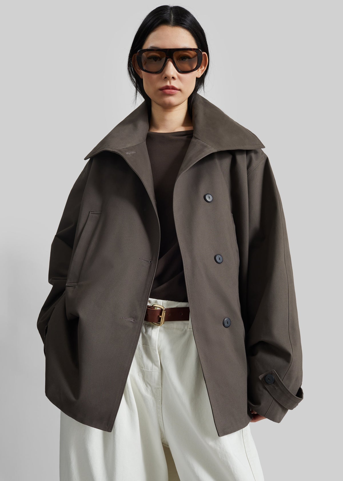 Lahti Belted Short Coat - Brown β view 2 of 9