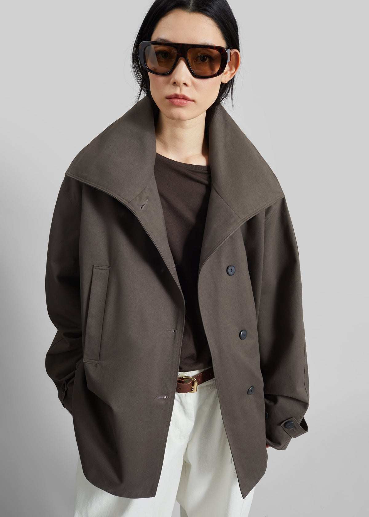 Lahti Belted Short Coat - Brown β view 5 of 9