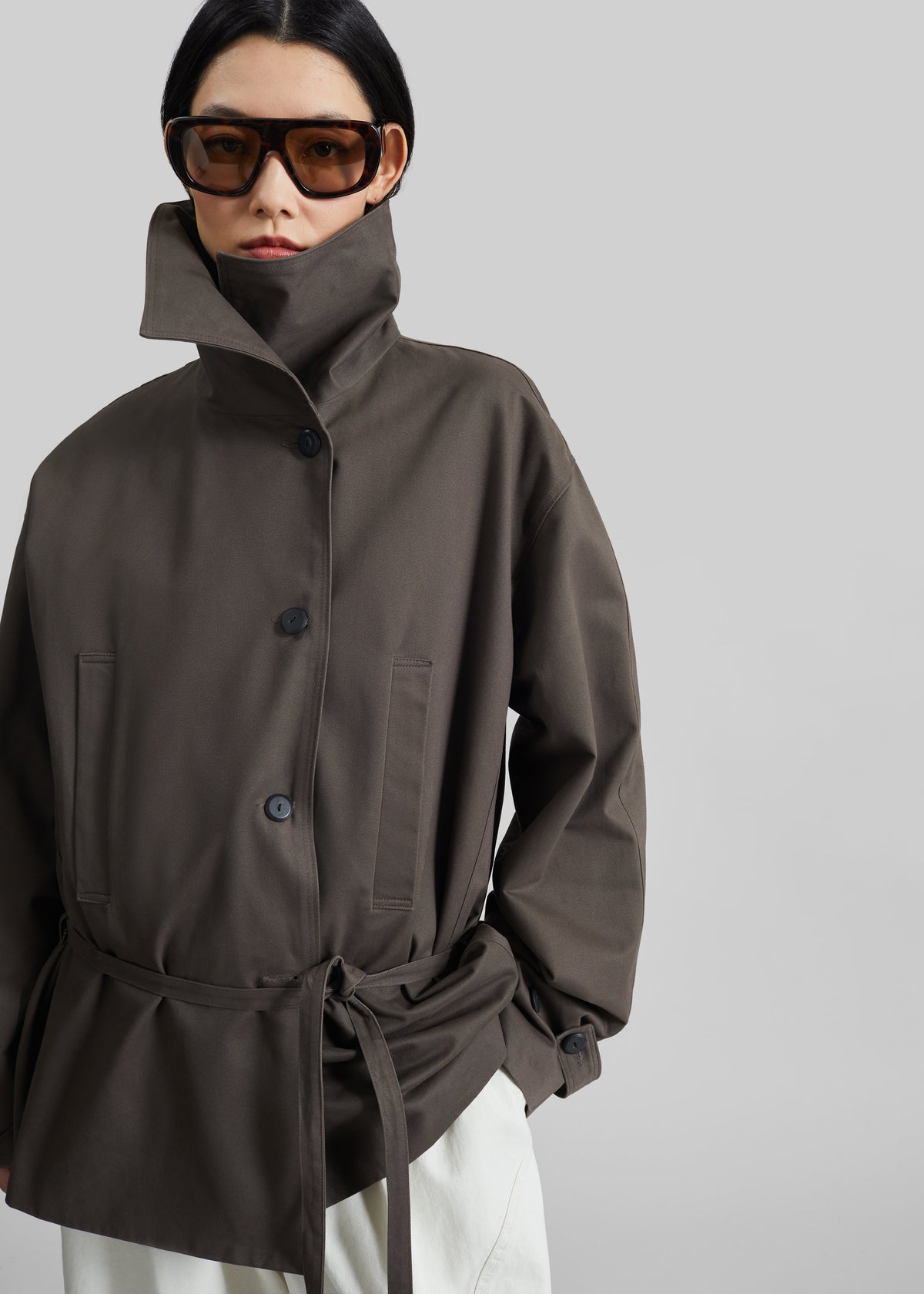 Lahti Belted Short Coat - Brown β view 7 of 9