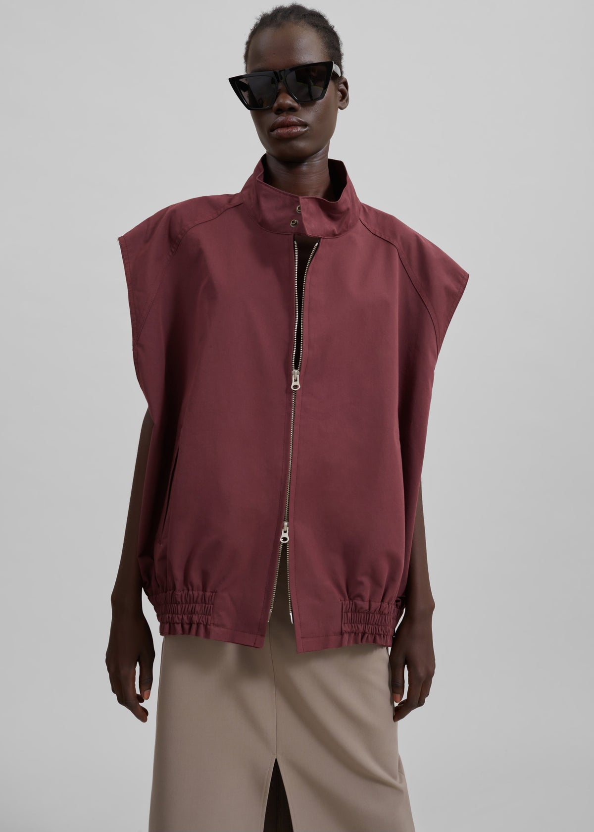 Lance Sleeveless Bomber Jacket - Burgundy β view 4 of 10