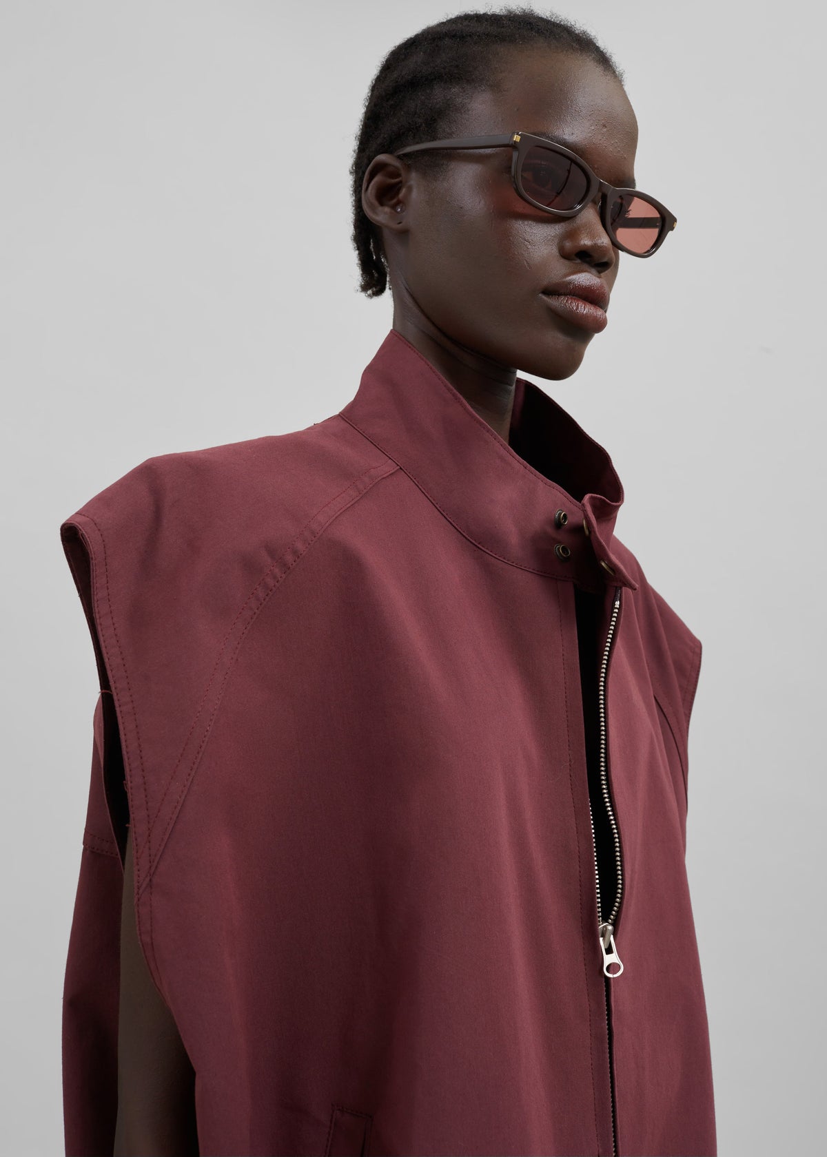 Lance Sleeveless Bomber Jacket - Burgundy β view 2 of 10
