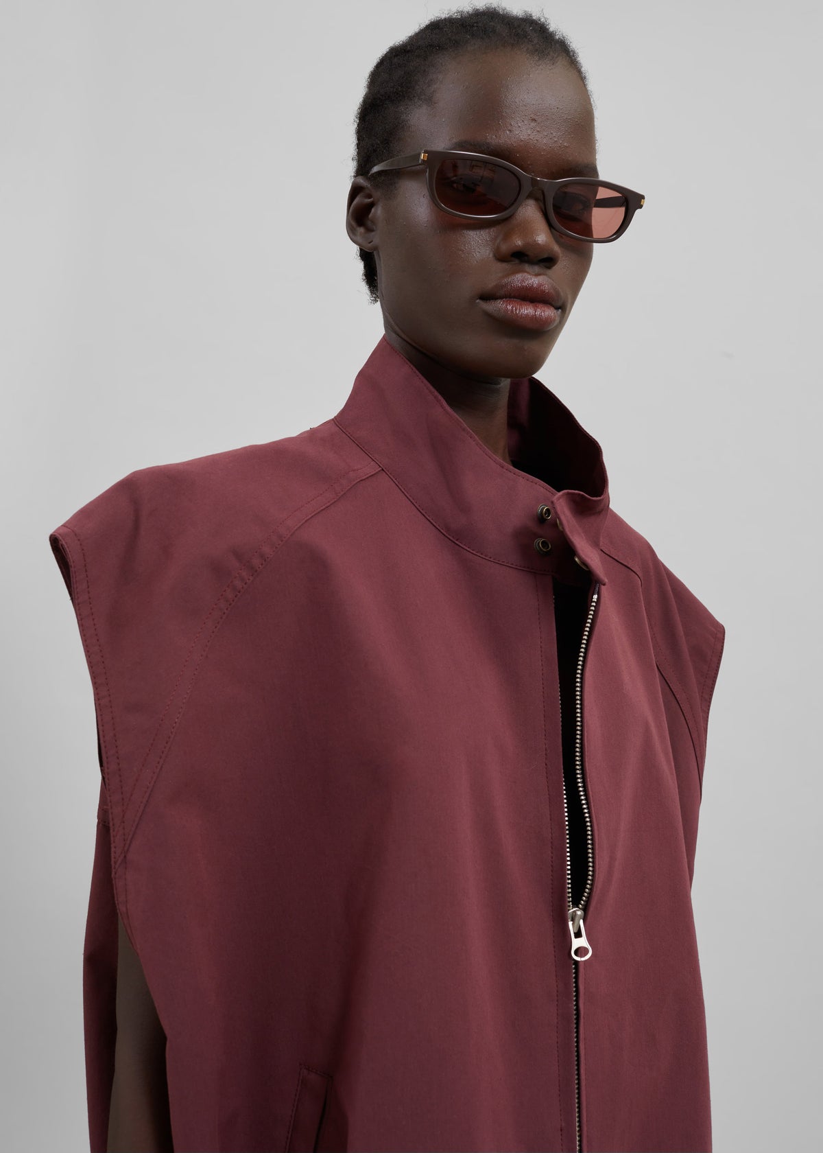 Lance Sleeveless Bomber Jacket - Burgundy β view 7 of 10