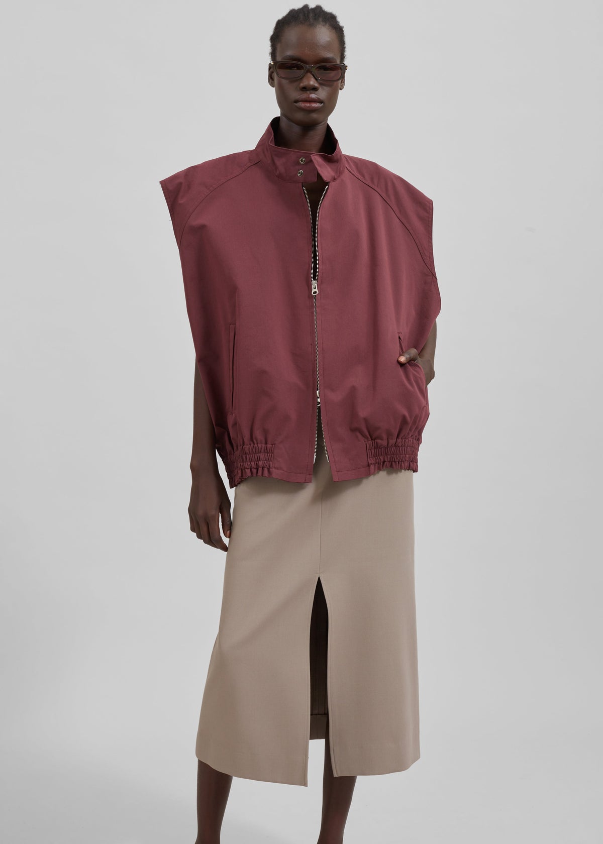 Lance Sleeveless Bomber Jacket - Burgundy β view 5 of 10