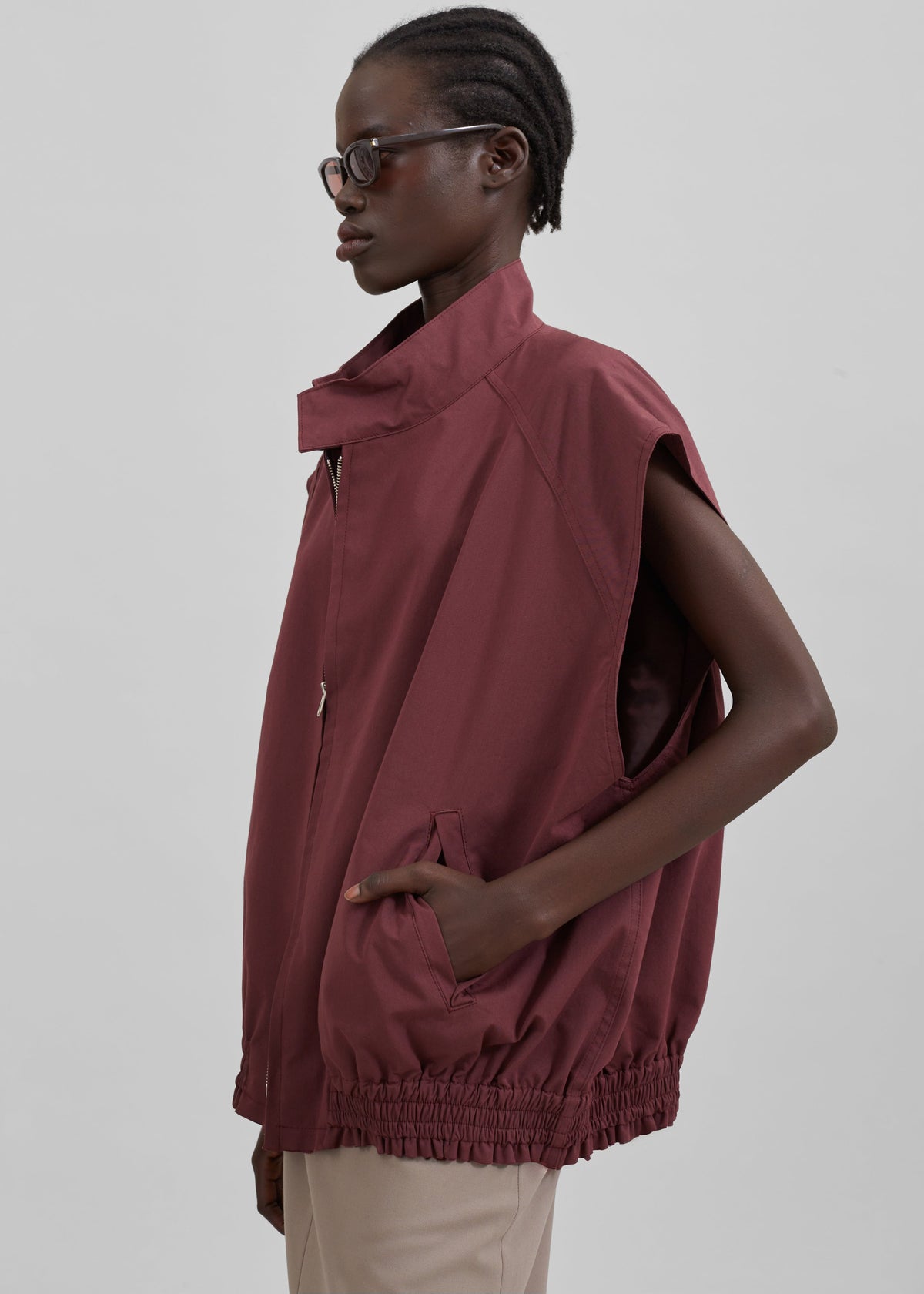 Lance Sleeveless Bomber Jacket - Burgundy β view 1 of 10