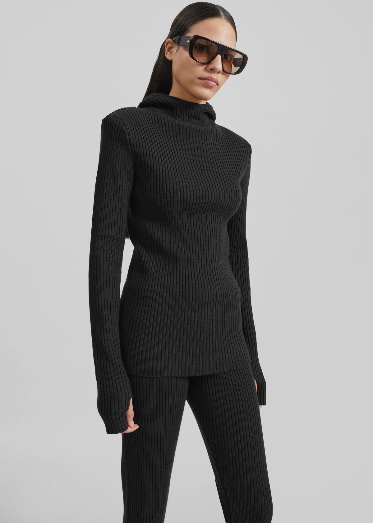 Larice Hooded Knit Top - Black β view 5 of 9