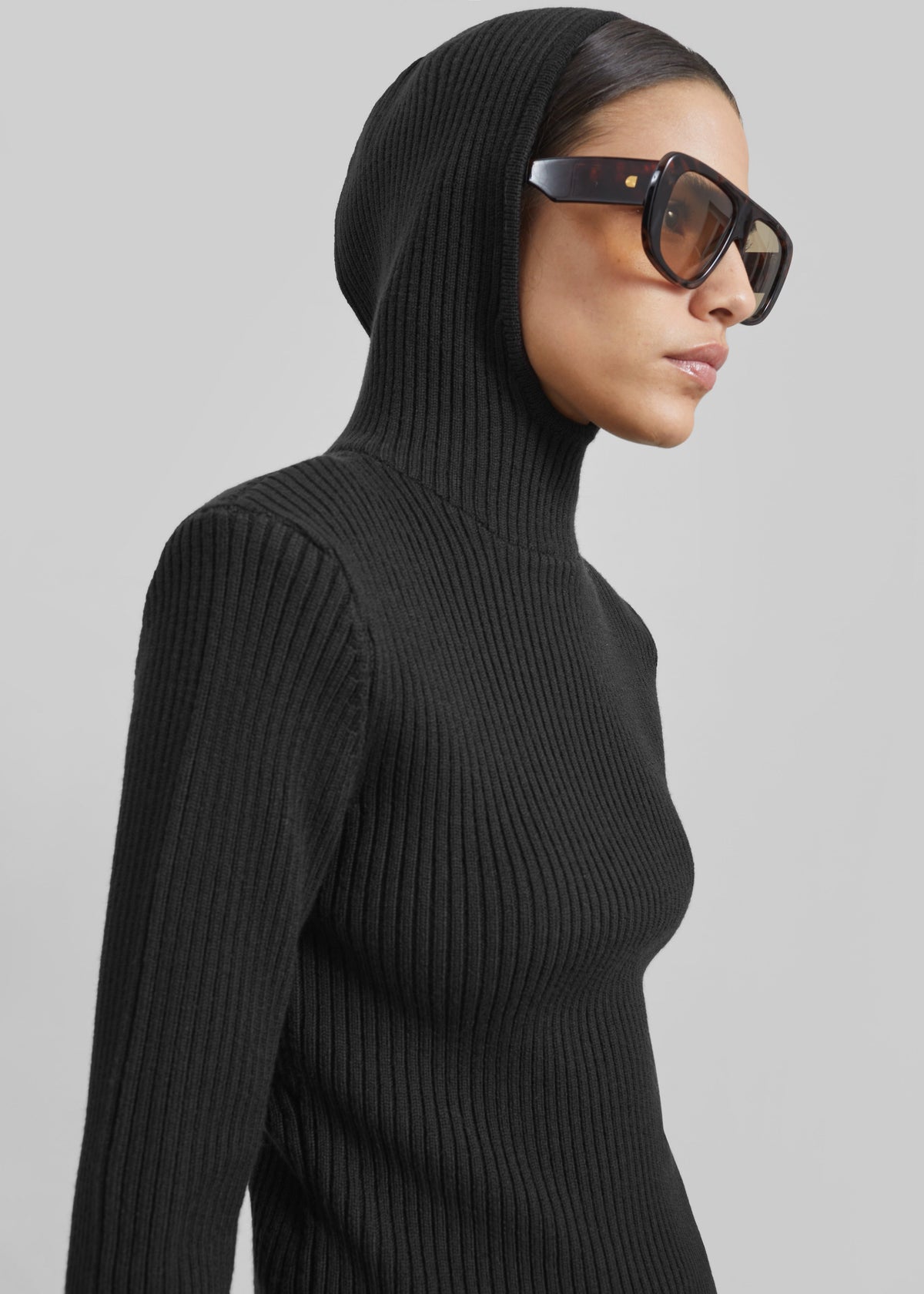 Larice Hooded Knit Top - Black β view 3 of 9