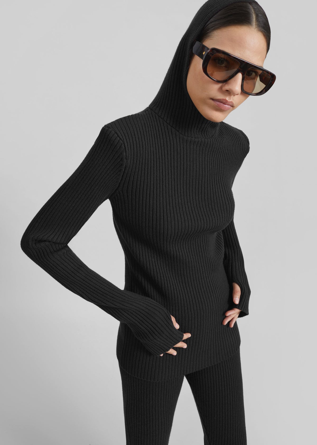 Larice Hooded Knit Top - Black β view 4 of 9