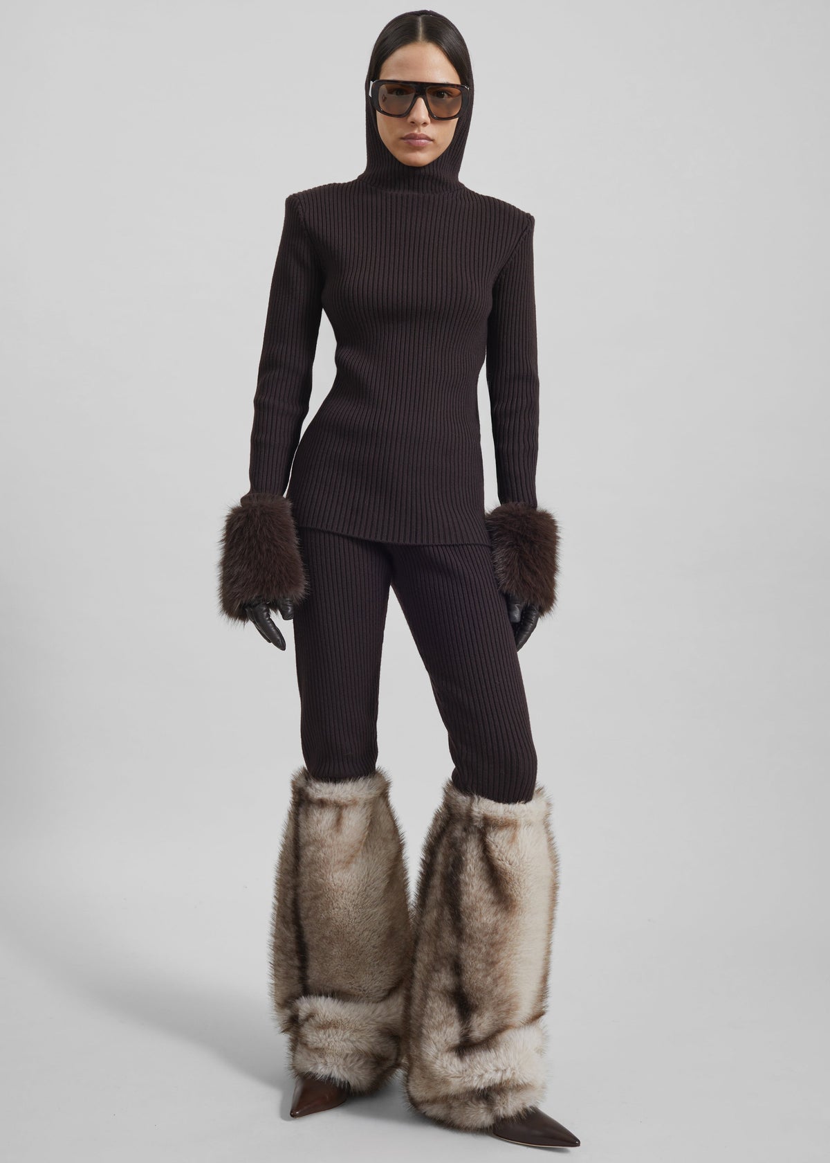 Larice Hooded Knit Top - Brown β view 5 of 9