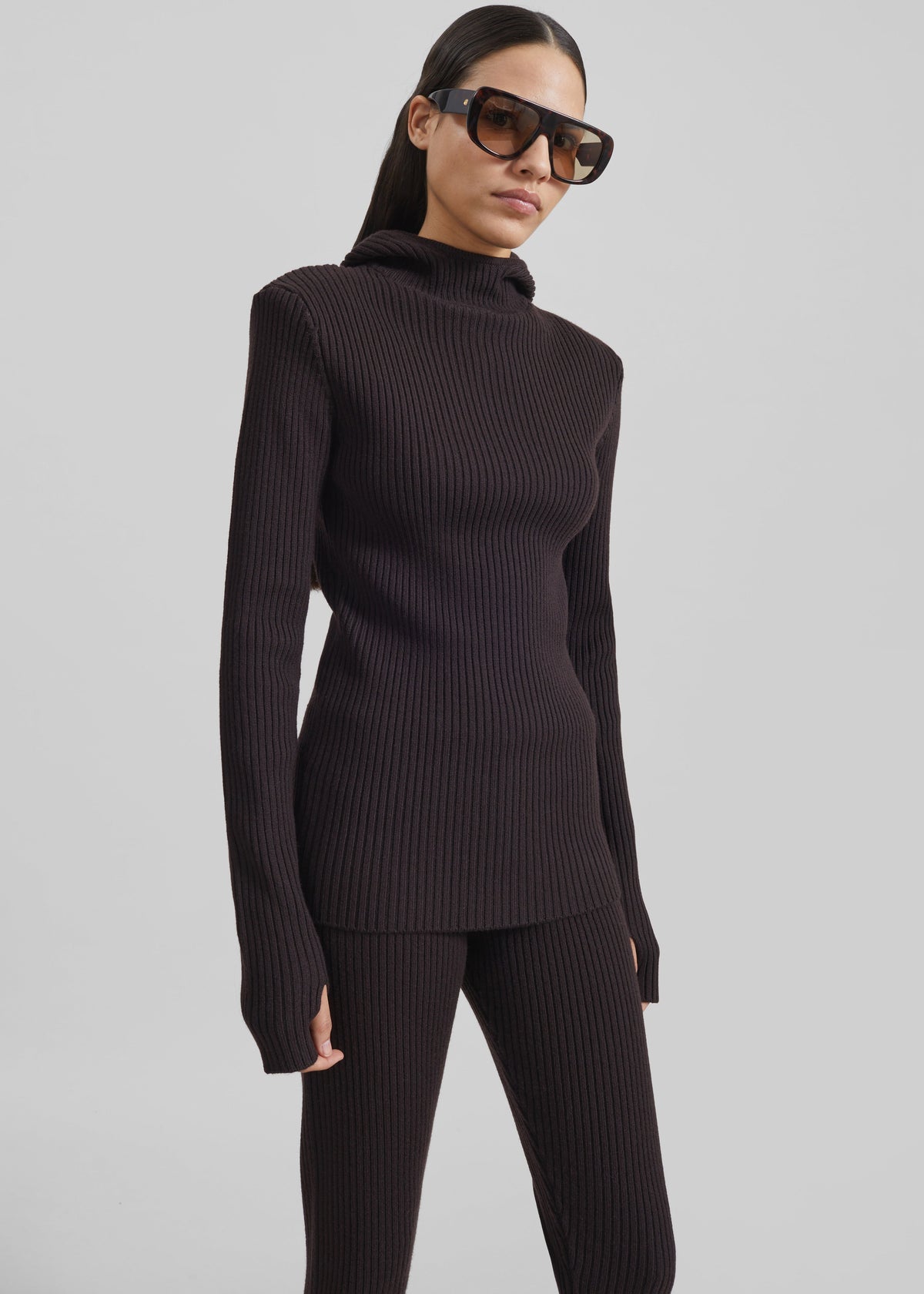 Larice Hooded Knit Top - Brown β view 6 of 9