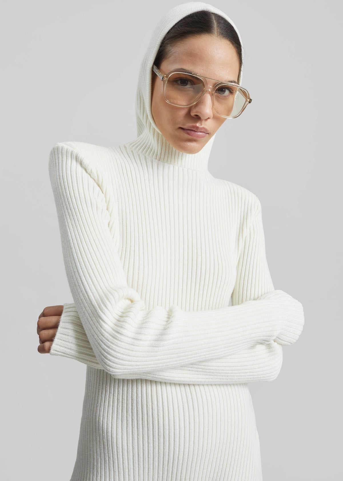Larice Hooded Knit Top - White β view 3 of 10