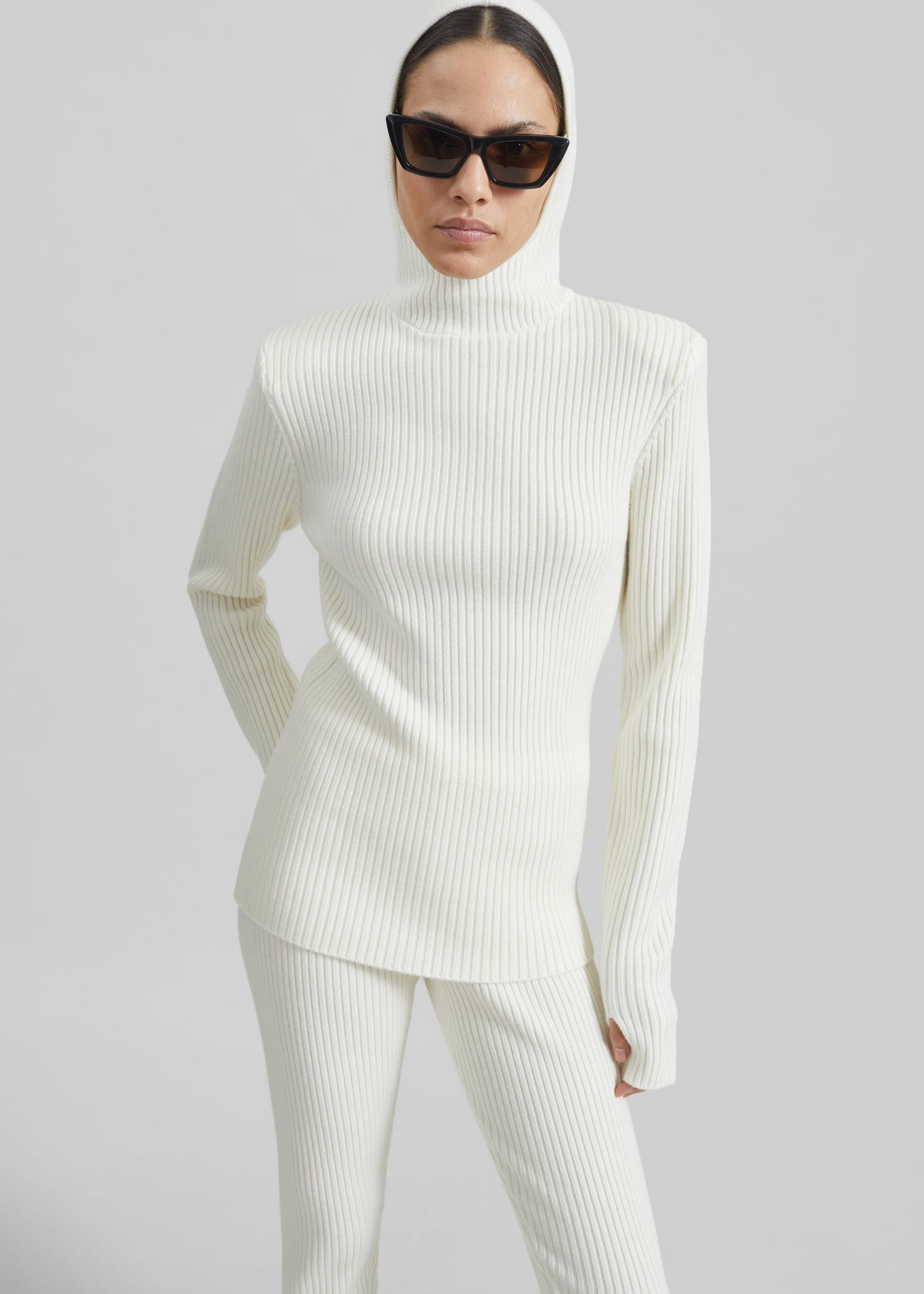 Larice Hooded Knit Top - White β view 2 of 10