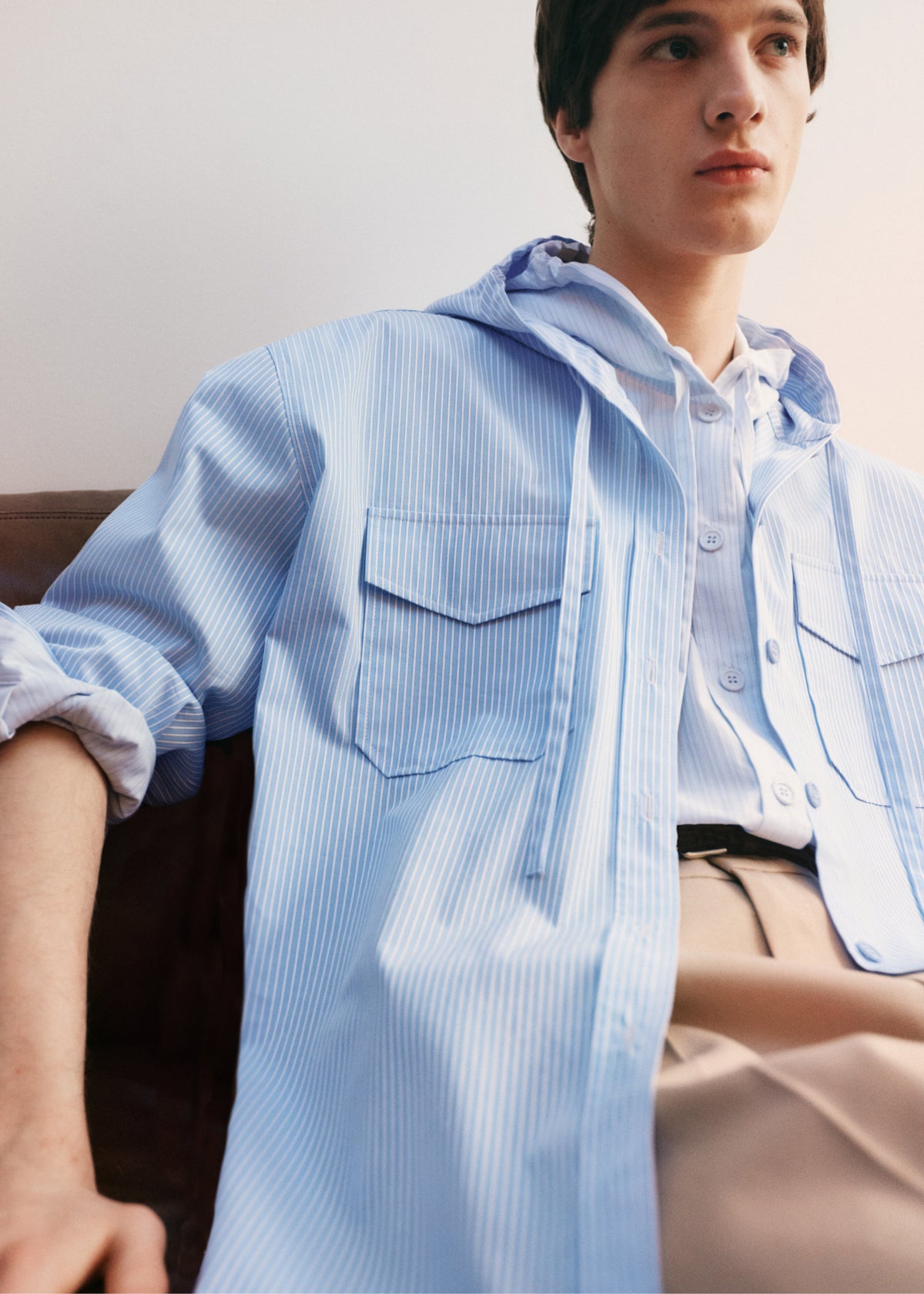 Lars Hooded Striped Jacket - Blue/White Stripe β view 9 of 11