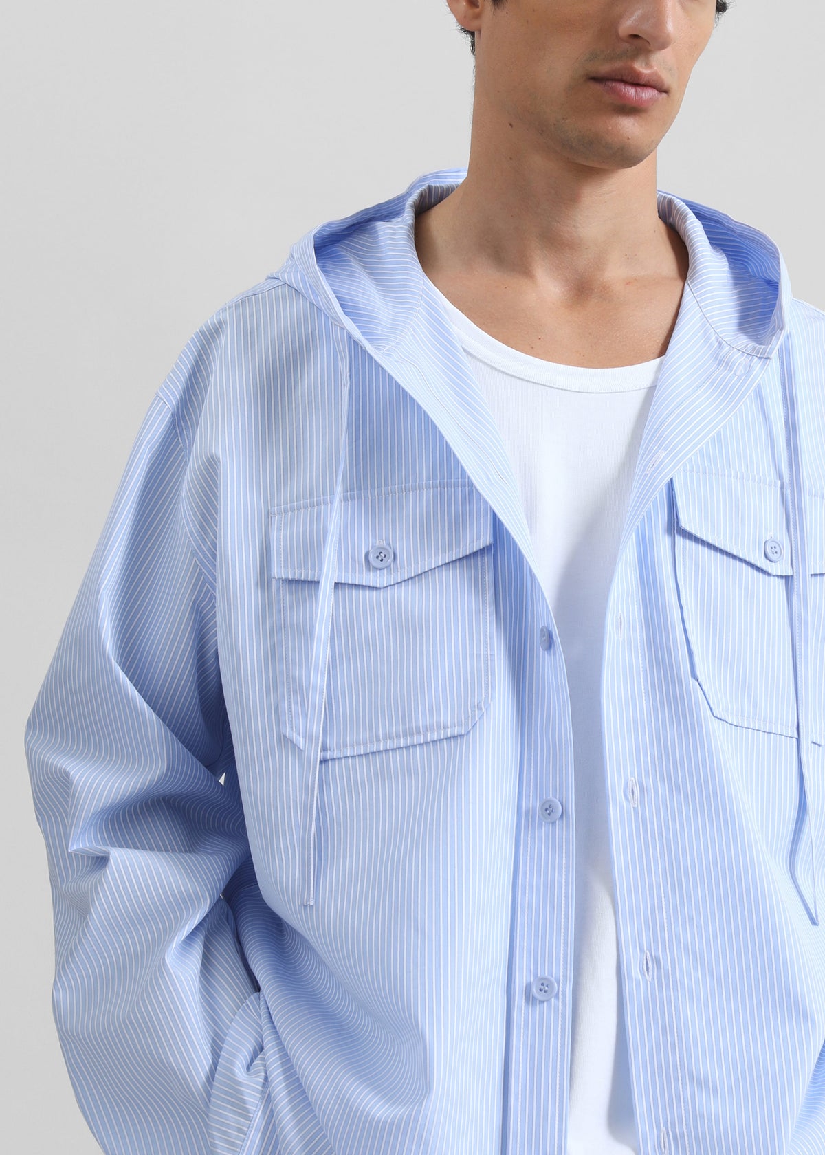 Lars Hooded Striped Jacket - Blue/White Stripe β view 7 of 11