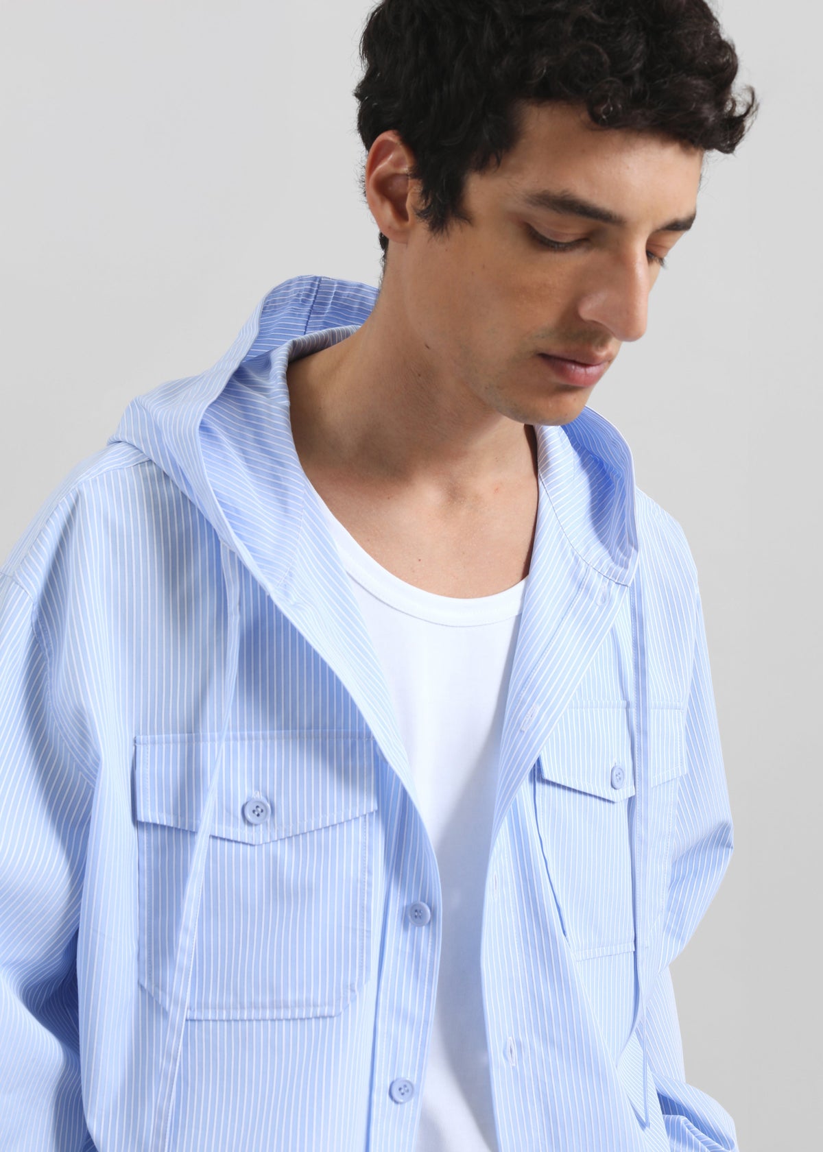 Lars Hooded Striped Jacket - Blue/White Stripe β view 6 of 11