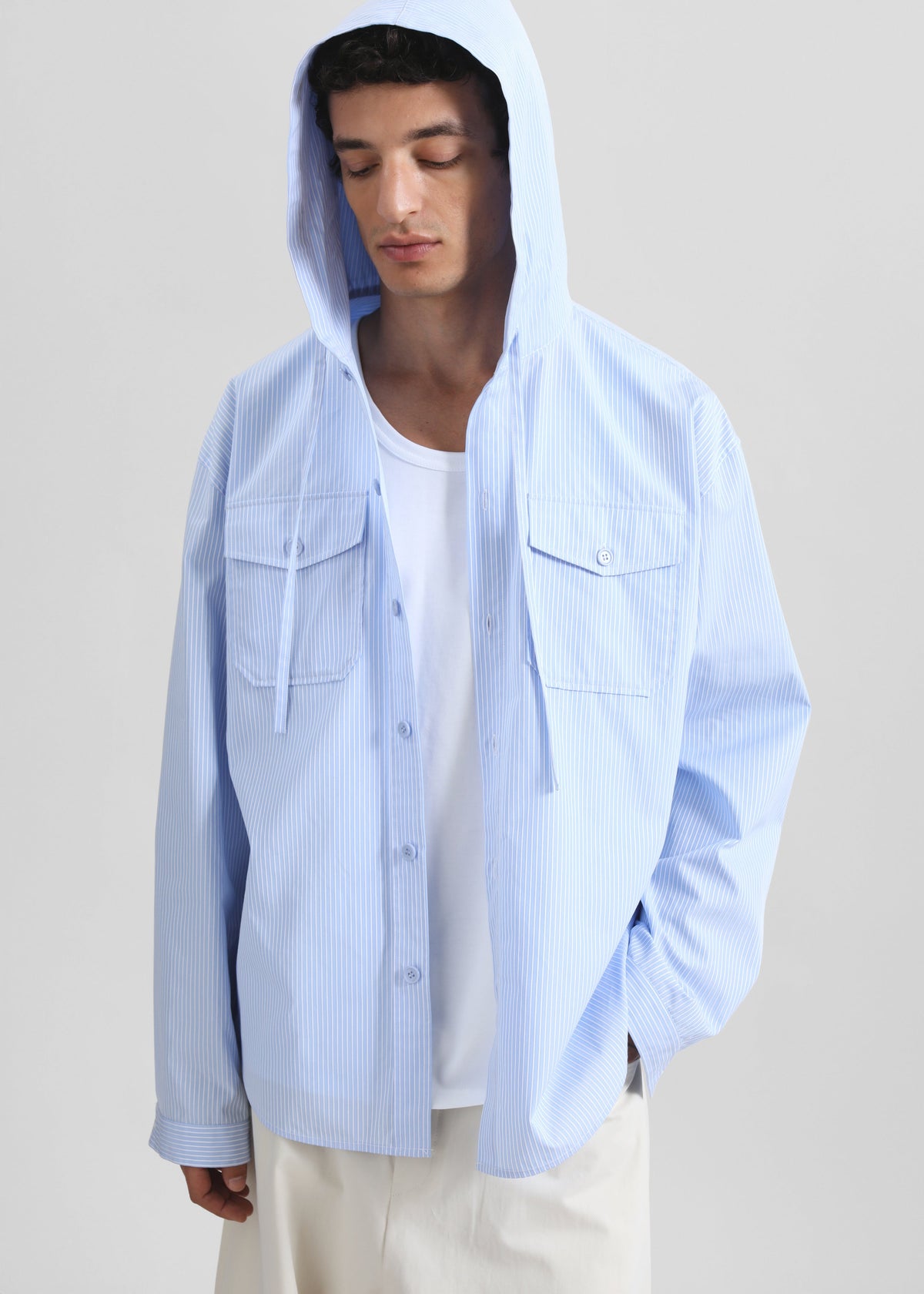 Lars Hooded Striped Jacket - Blue/White Stripe β view 5 of 11