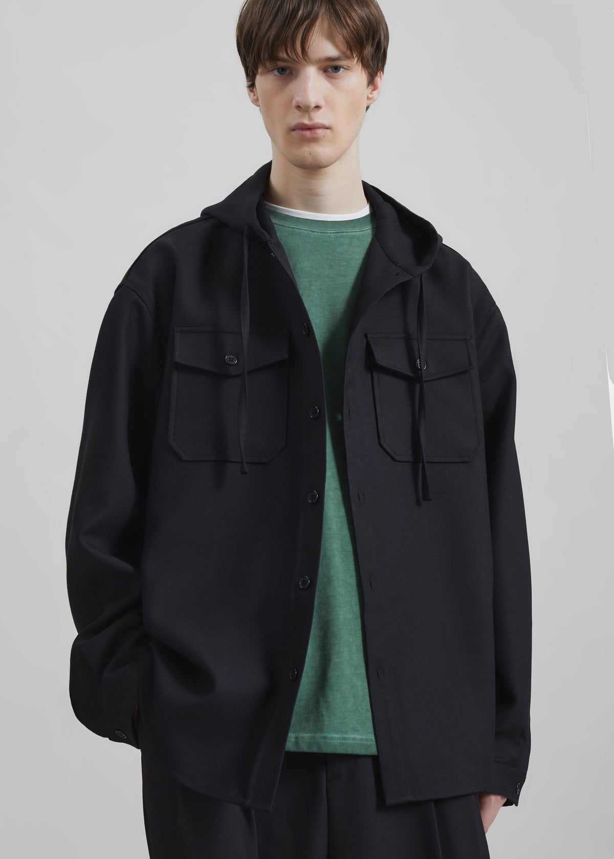 Lars Hooded Wool Blend Jacket - Black β view 5 of 7