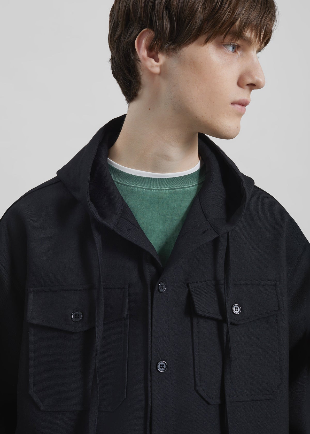 Lars Hooded Wool Blend Jacket - Black β view 2 of 7