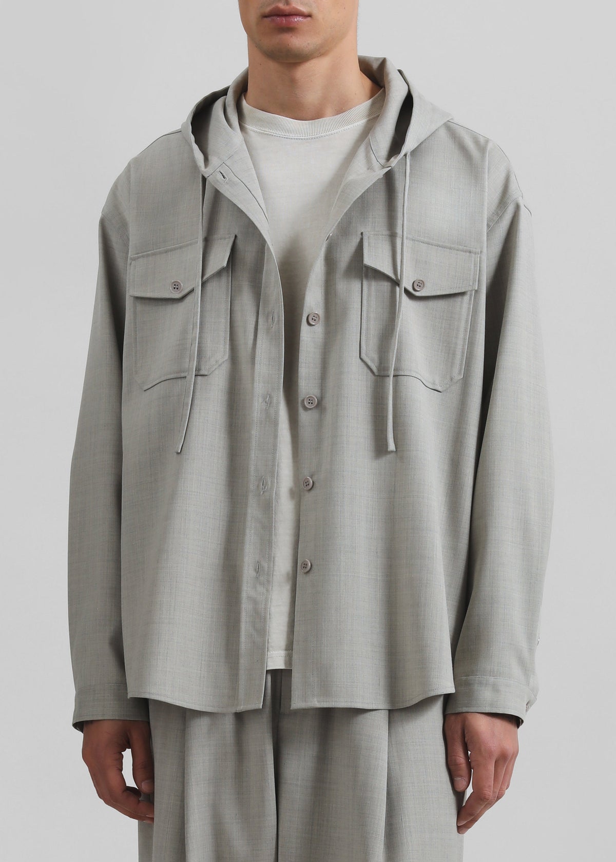 Lars Textured Hooded Jacket - Greige Melange β view 4 of 8