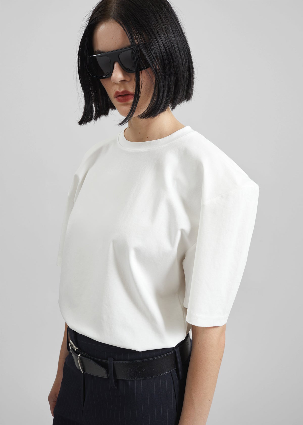 Laval Sculpted Sleeve T-Shirt - White β view 3 of 5