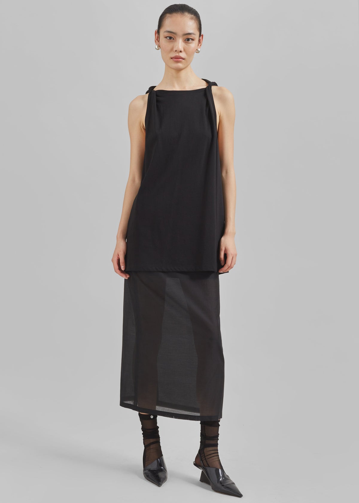 Lenore Semi Sheer Midi Skirt - Black β view 7 of 9