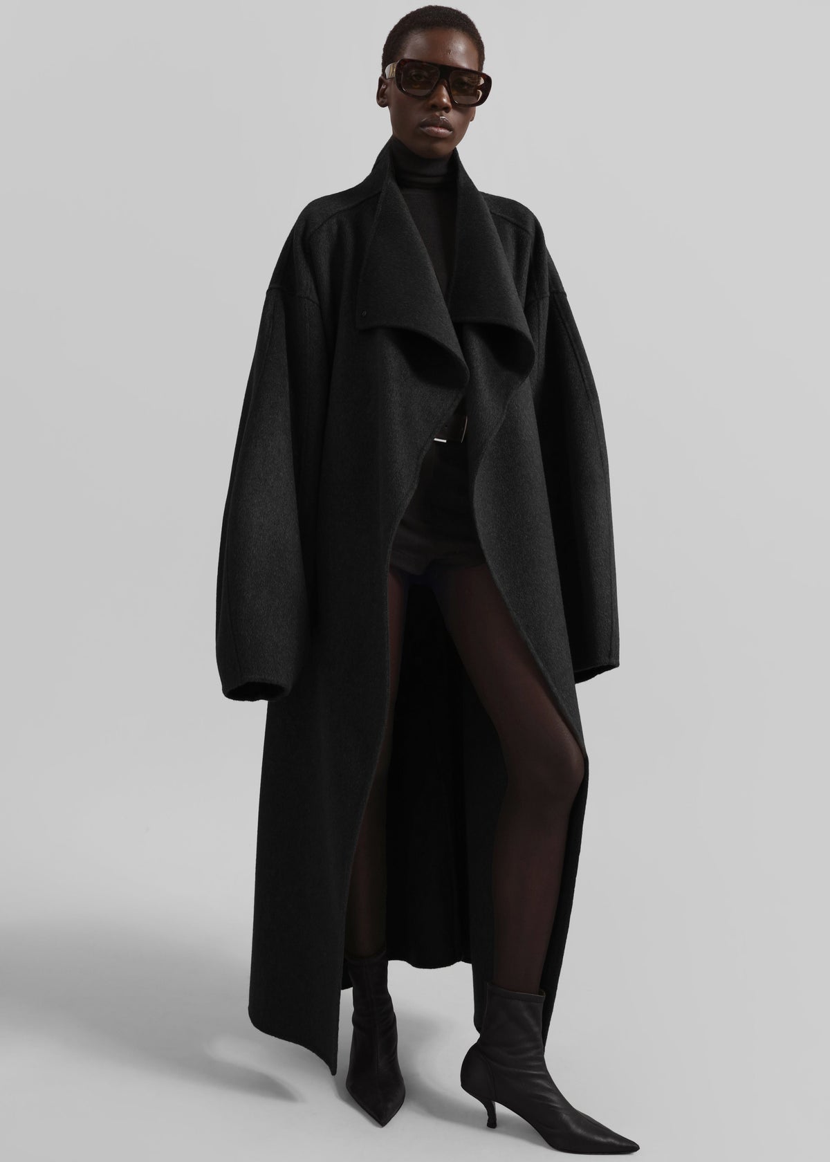 Leroy Funnel Neck Wool Coat - Black β view 1 of 1