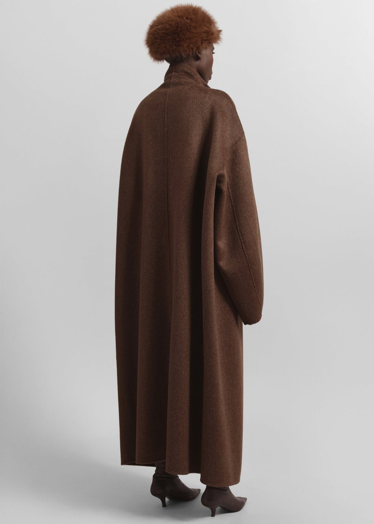 Leroy Funnel Neck Wool Coat - Brown Melange β view 5 of 6