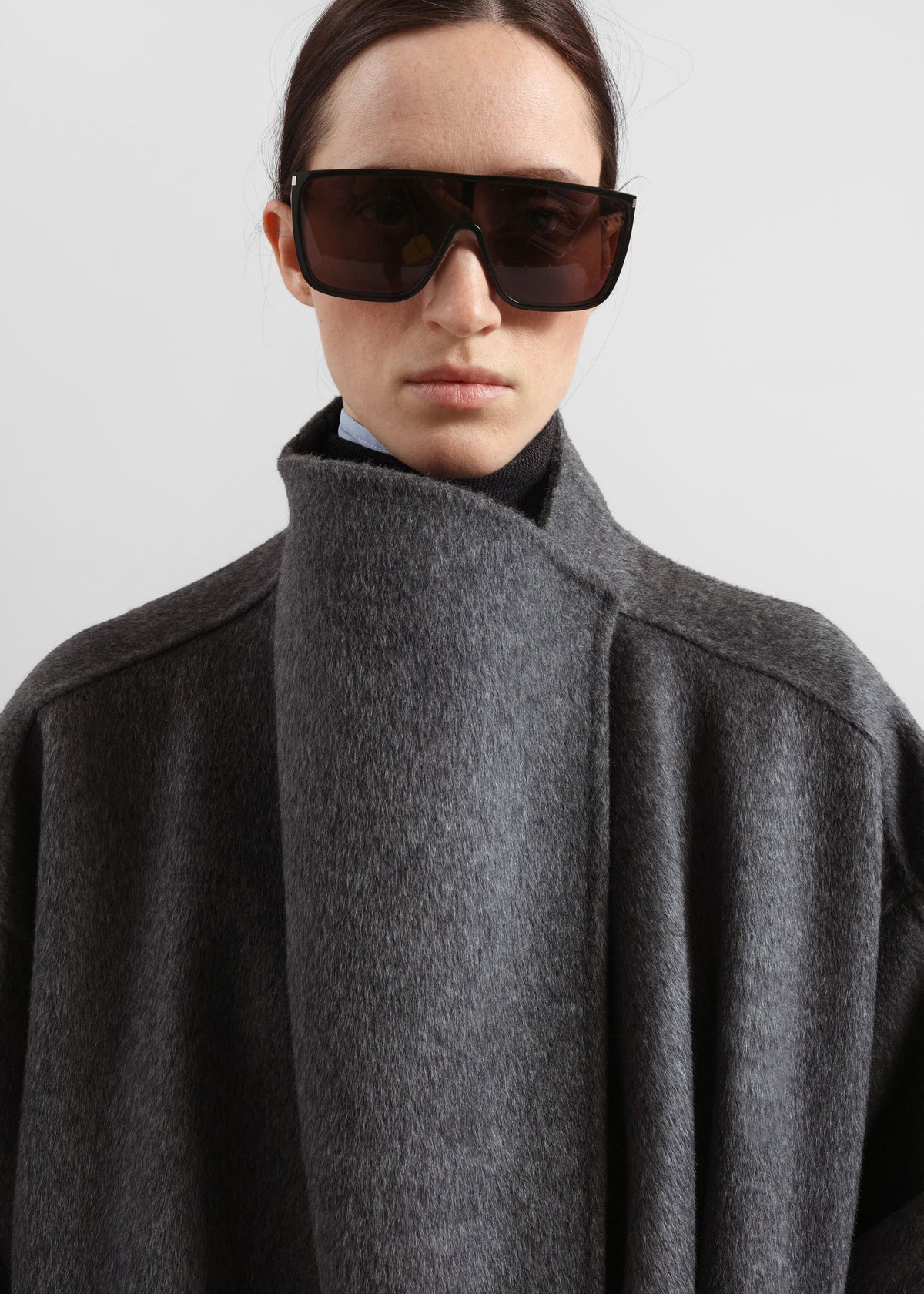 Leroy Funnel Neck Wool Coat - Dark Grey Melange β view 5 of 7