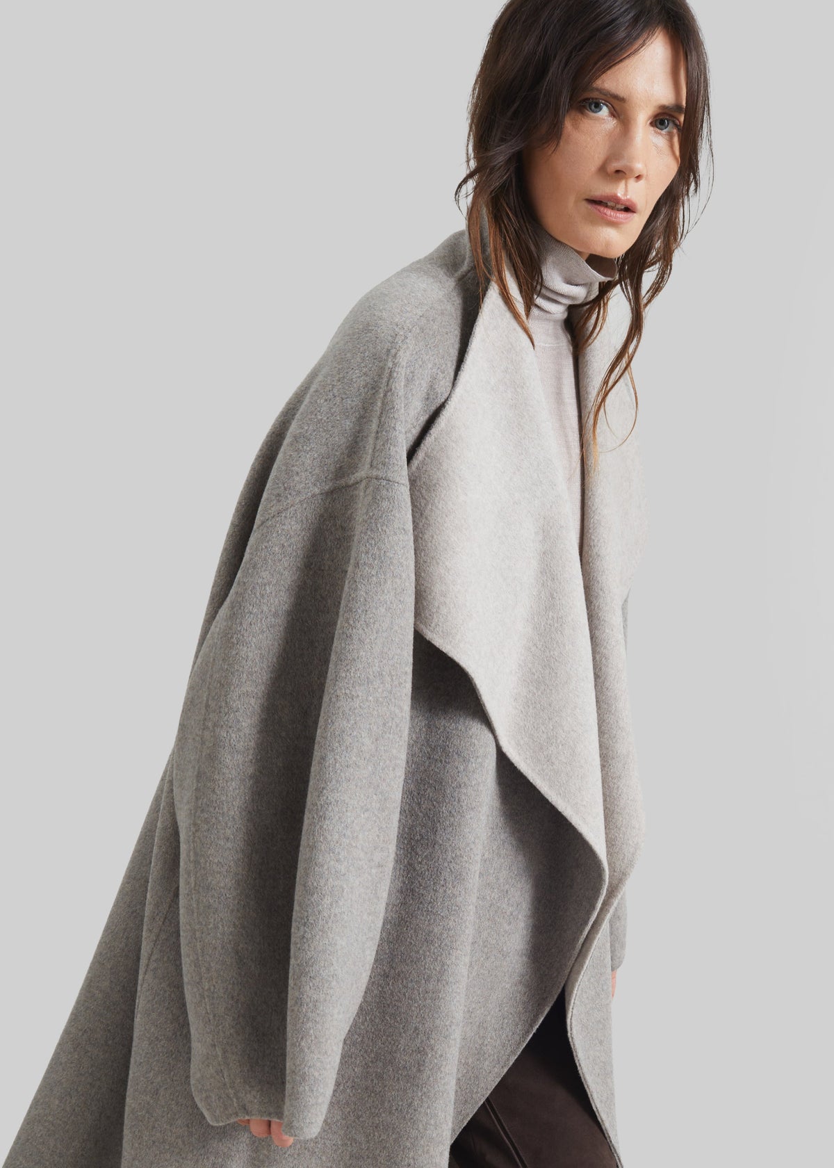 Leroy Reversible Funnel Neck Wool Coat - Beige β view 4 of 7