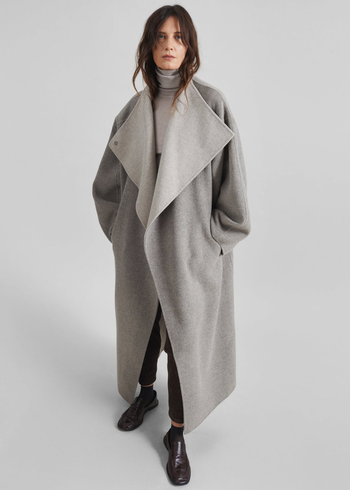 Leroy Reversible Funnel Neck Wool Coat - Beige β view 1 of 7