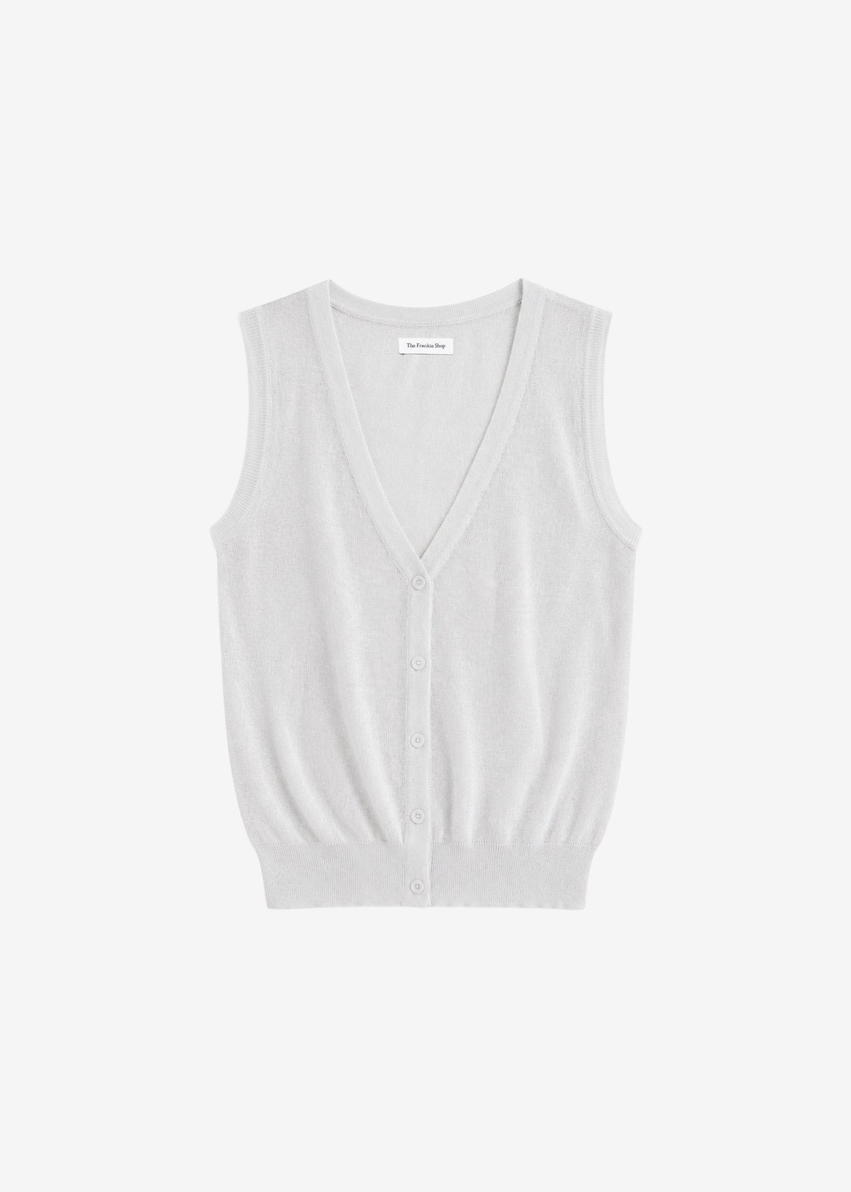 Lesina Sheer Knit Sleeveless Cardigan - Light Grey β view 8 of 8