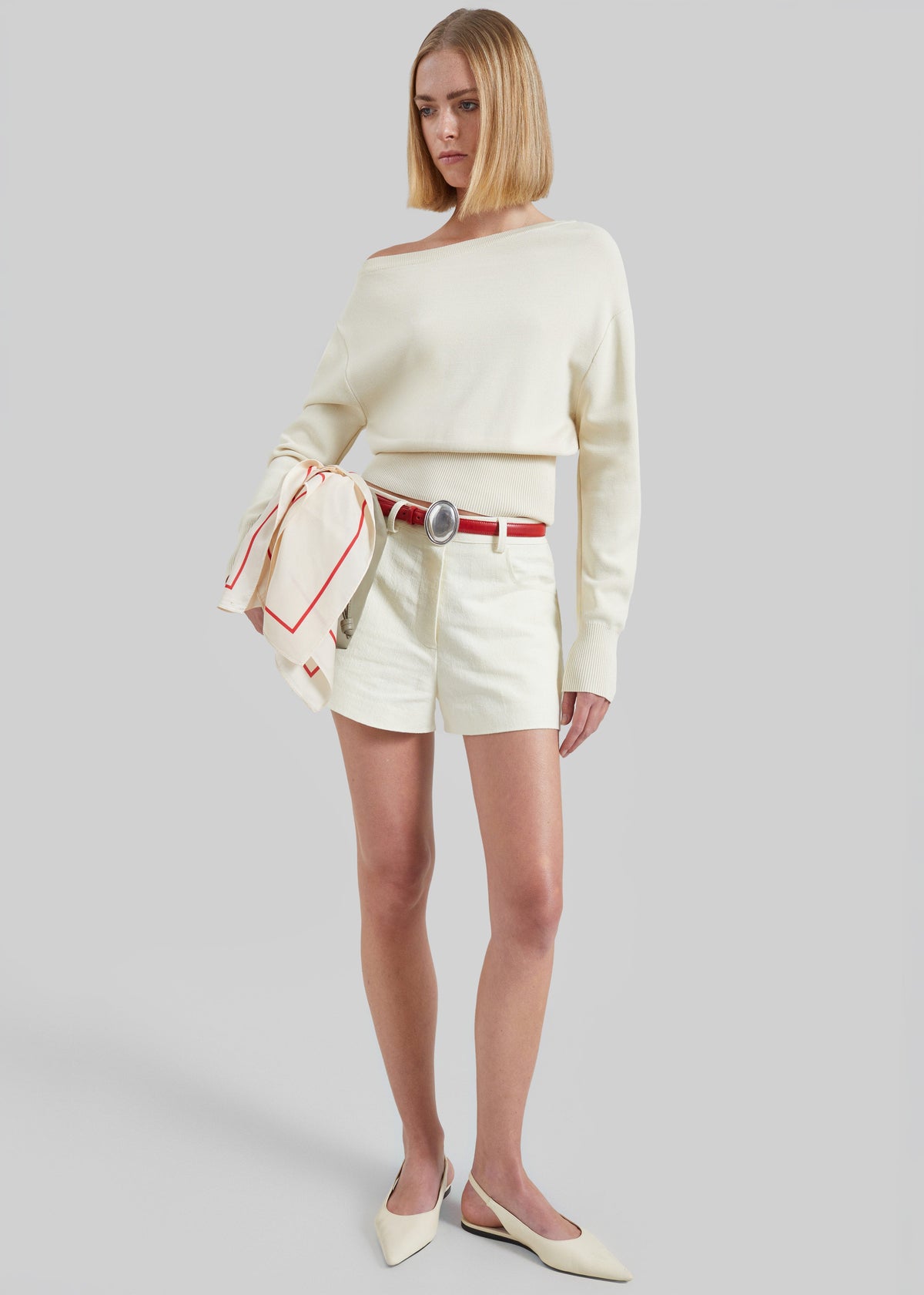 Lessay Asymmetric Knit Pullover - Cream β view 4 of 7