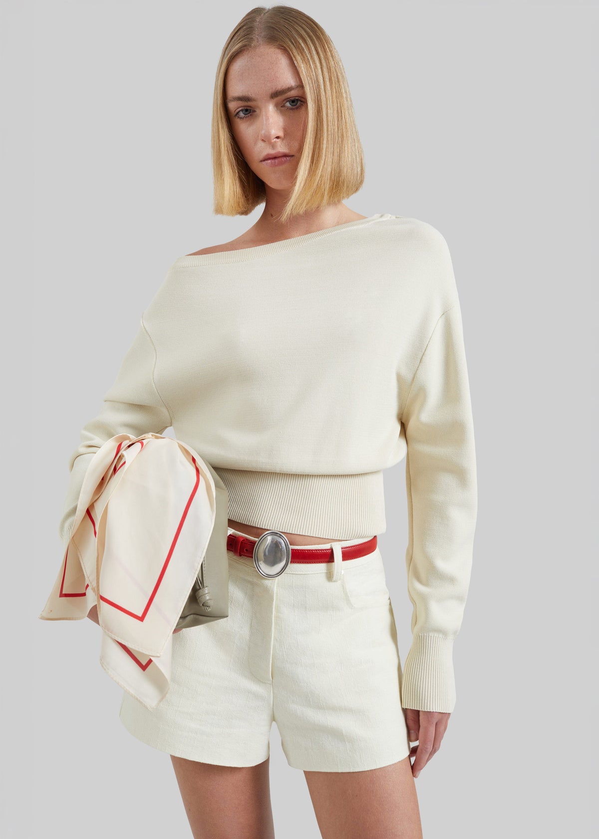Lessay Asymmetric Knit Pullover - Cream β view 5 of 7