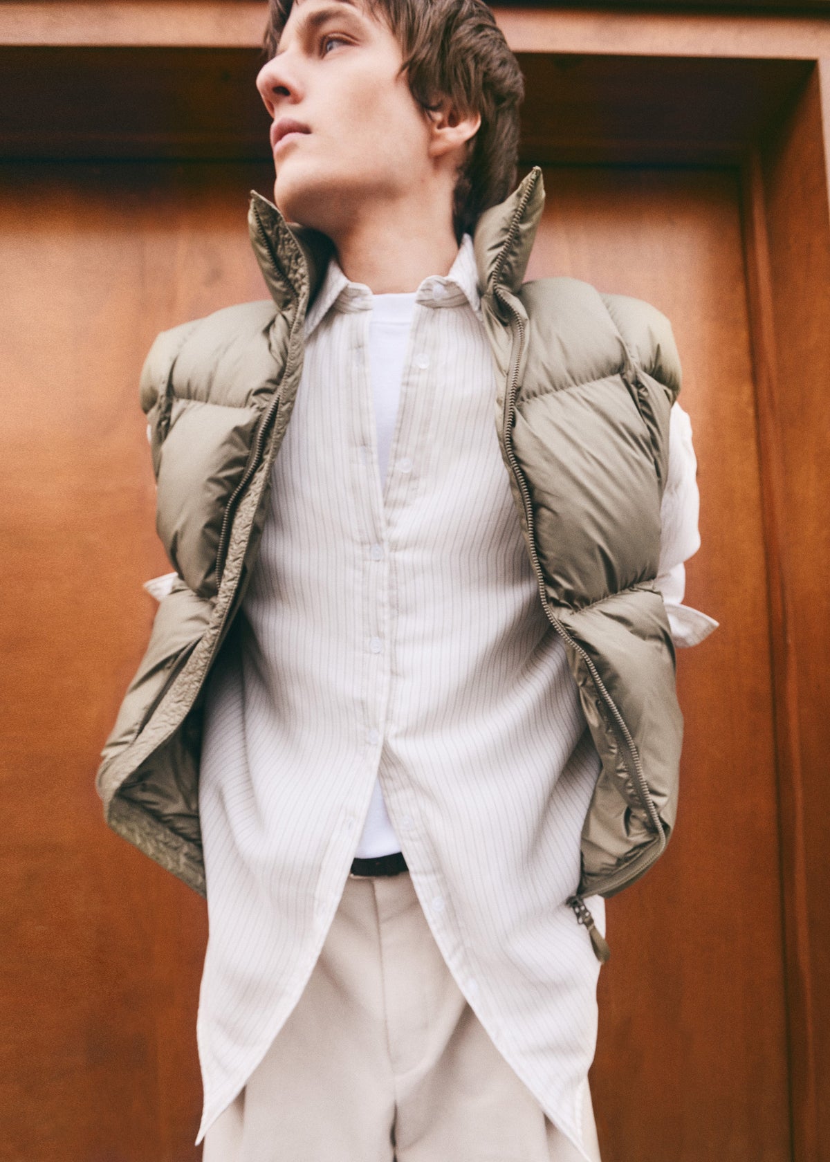 Levidi Padded Overshirt - White/Black Stripe β view 6 of 8
