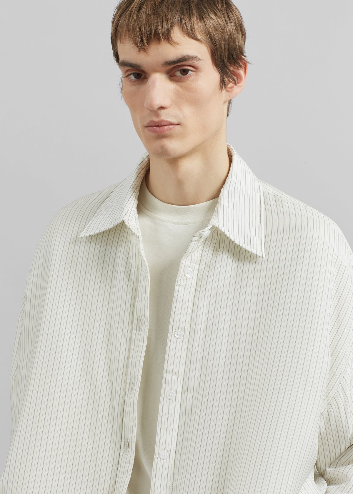Levidi Padded Overshirt - White/Black Stripe β view 2 of 8