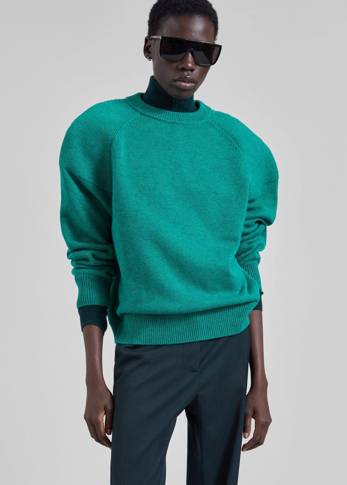 Lina Padded Sweater - Kelly Green β view 2 of 5