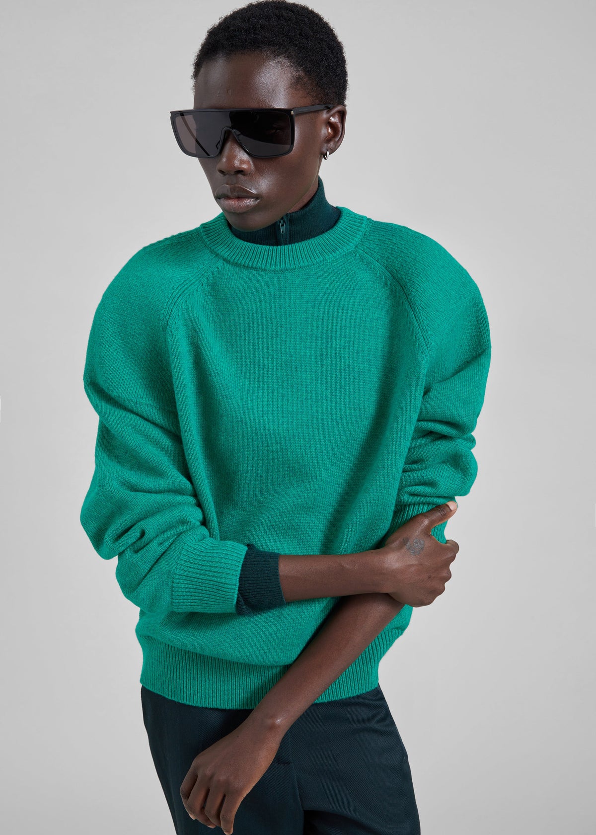 Lina Padded Sweater - Kelly Green β view 1 of 5