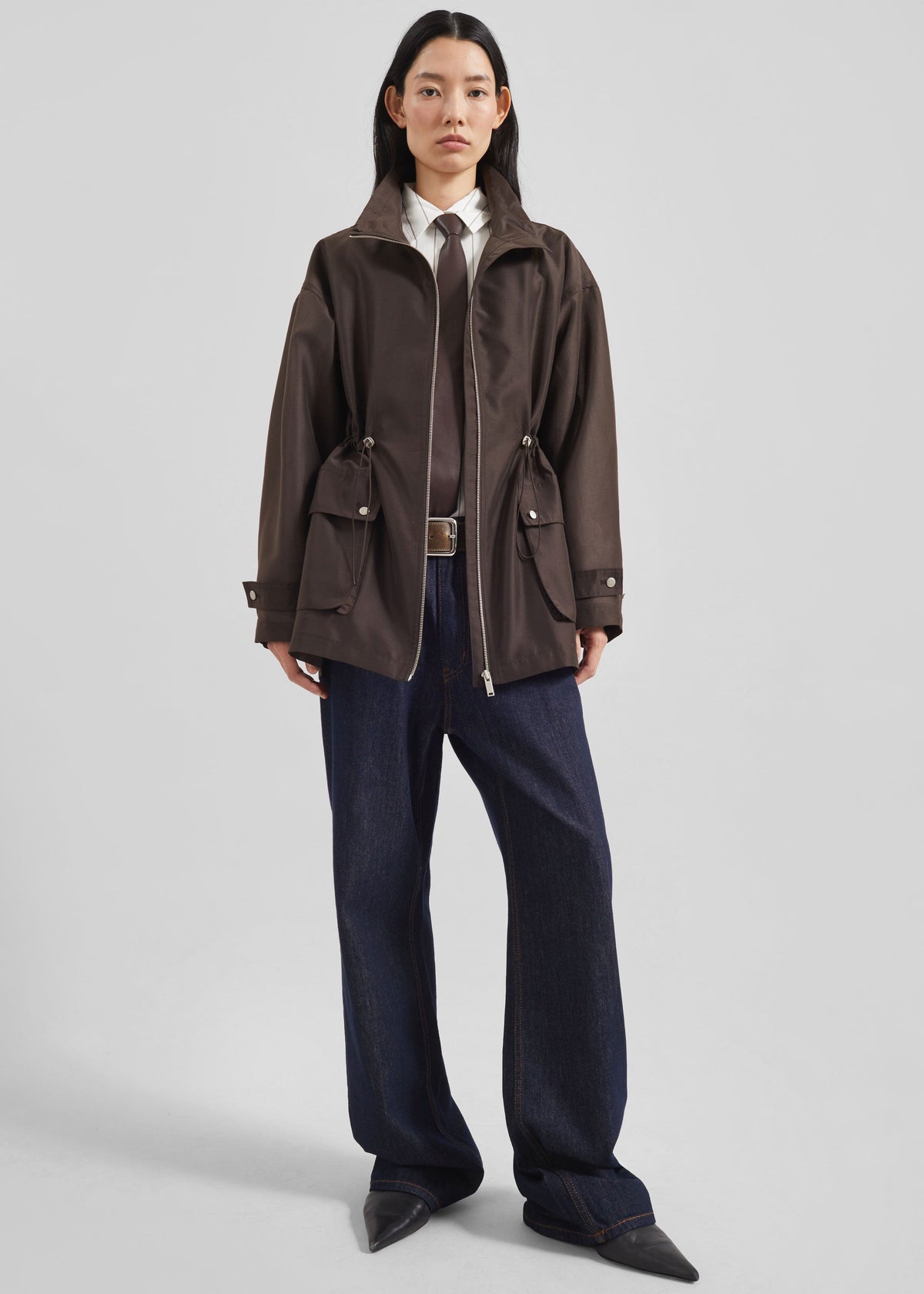 Linares Sheer Drawstring Jacket - Brown β view 6 of 10