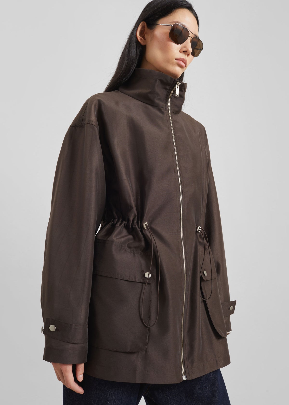 Linares Sheer Drawstring Jacket - Brown β view 4 of 10