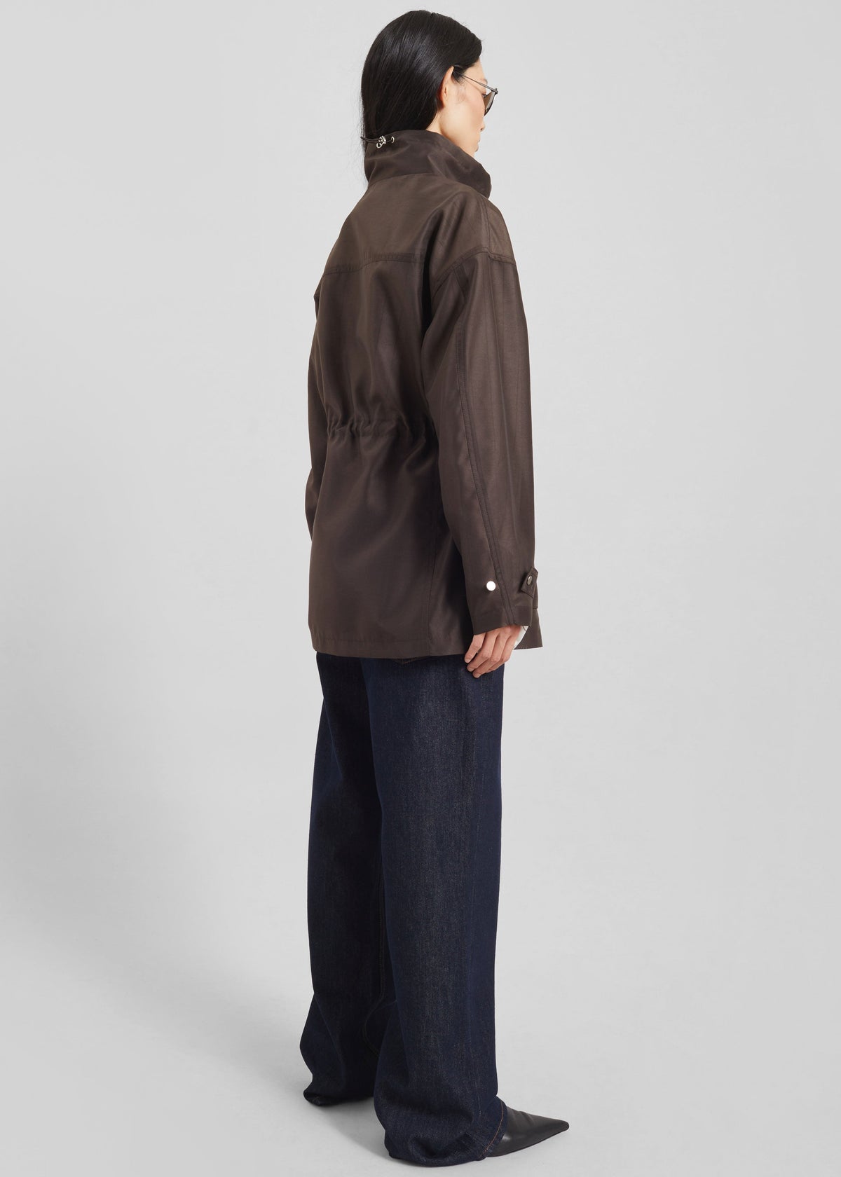 Linares Sheer Drawstring Jacket - Brown β view 9 of 10