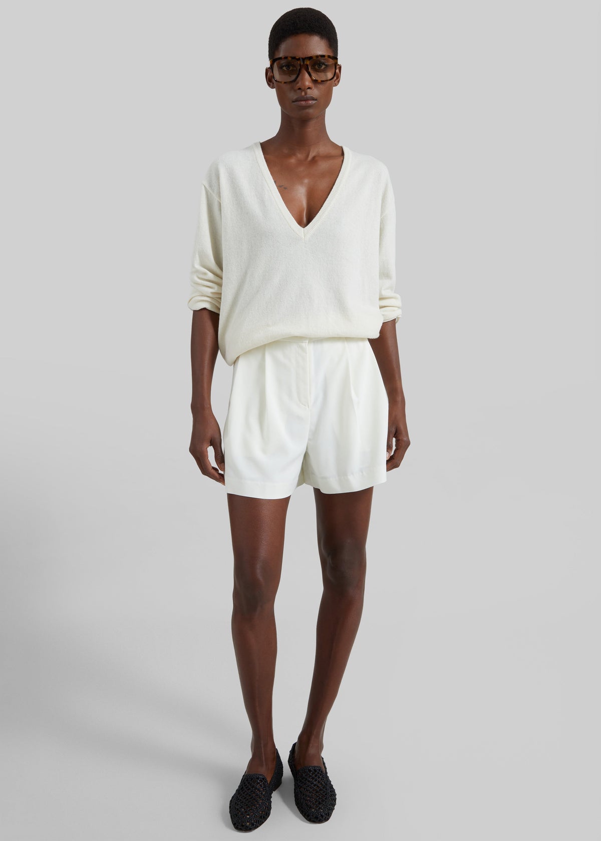 Lisboa Pleated Mini Shorts - Ivory β view 8 of 9