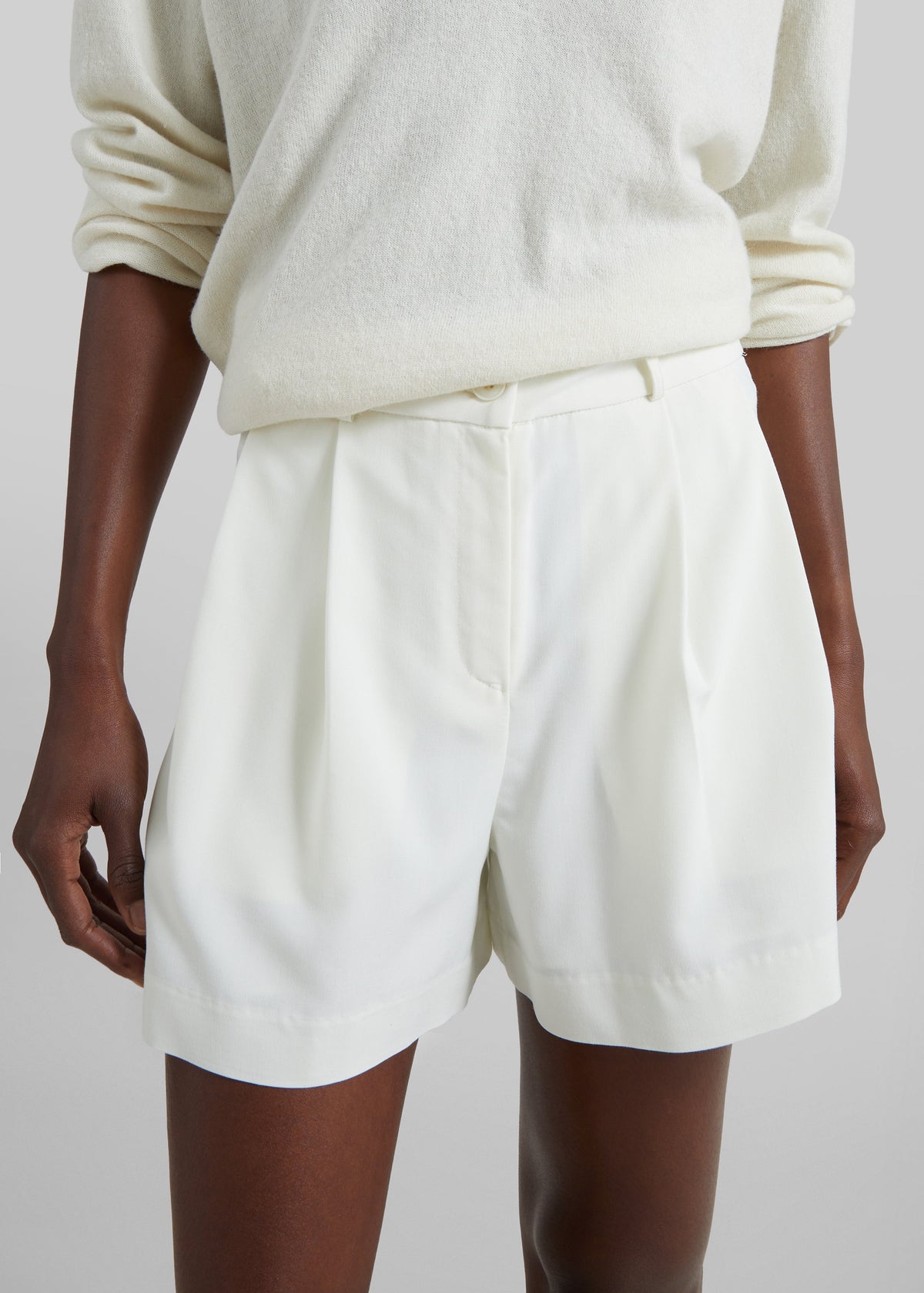 Lisboa Pleated Mini Shorts - Ivory β view 5 of 9