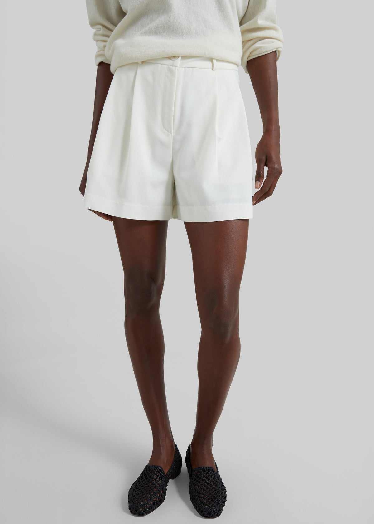 Lisboa Pleated Mini Shorts - Ivory β view 3 of 9
