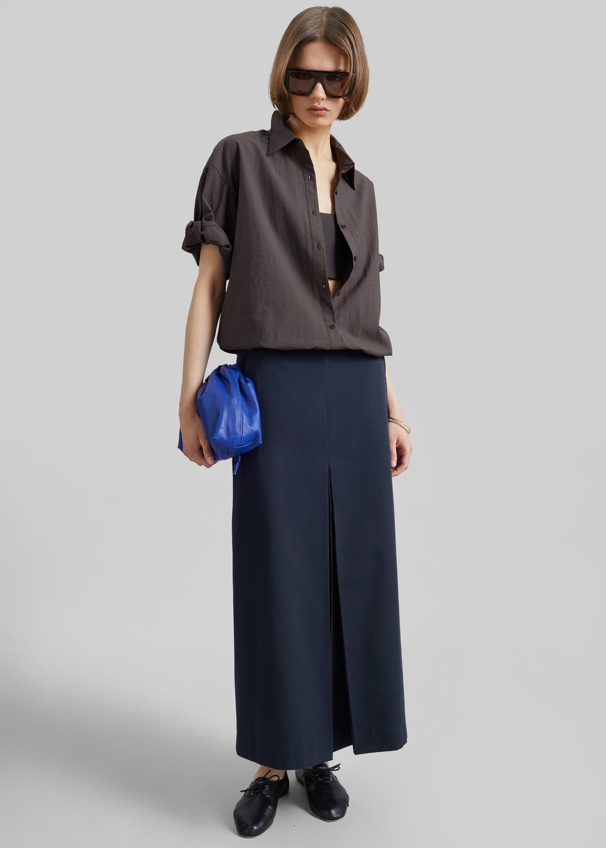 Lisle Front Slit Pencil Skirt - Navy β view 3 of 7
