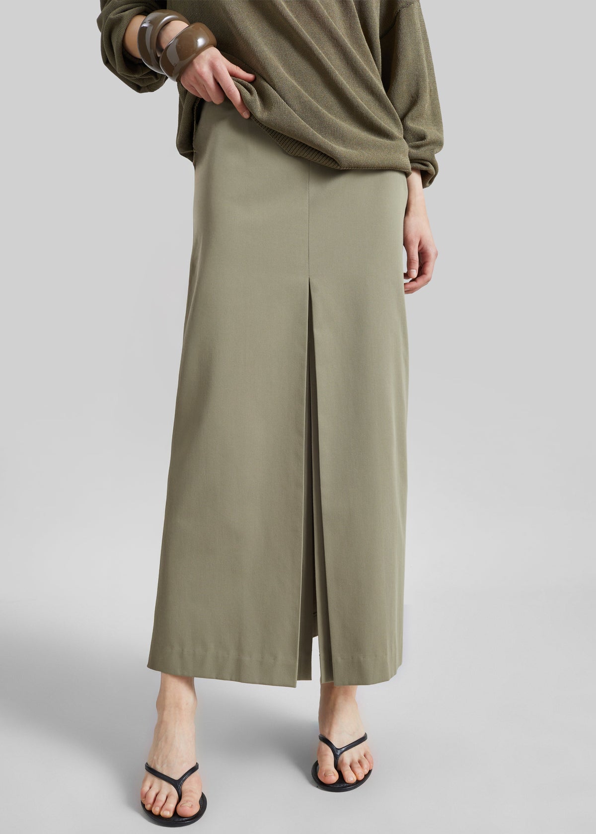 Lisle Front Slit Pencil Skirt - Pale Olive β view 3 of 8