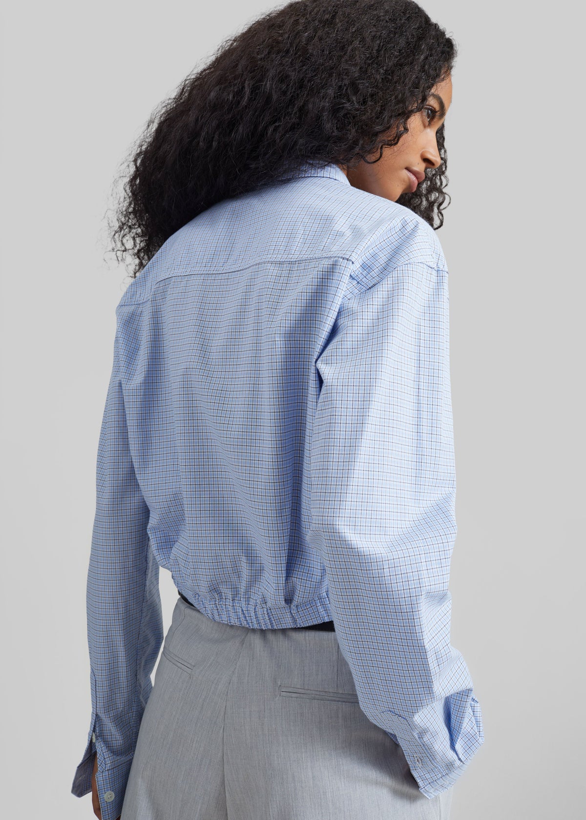 Lison Cropped Shirt - Checked Blue β view 6 of 7