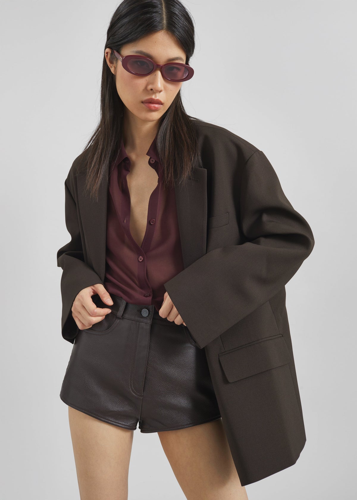 Loen Leather Hot Pants - Vintage Brown β view 3 of 13