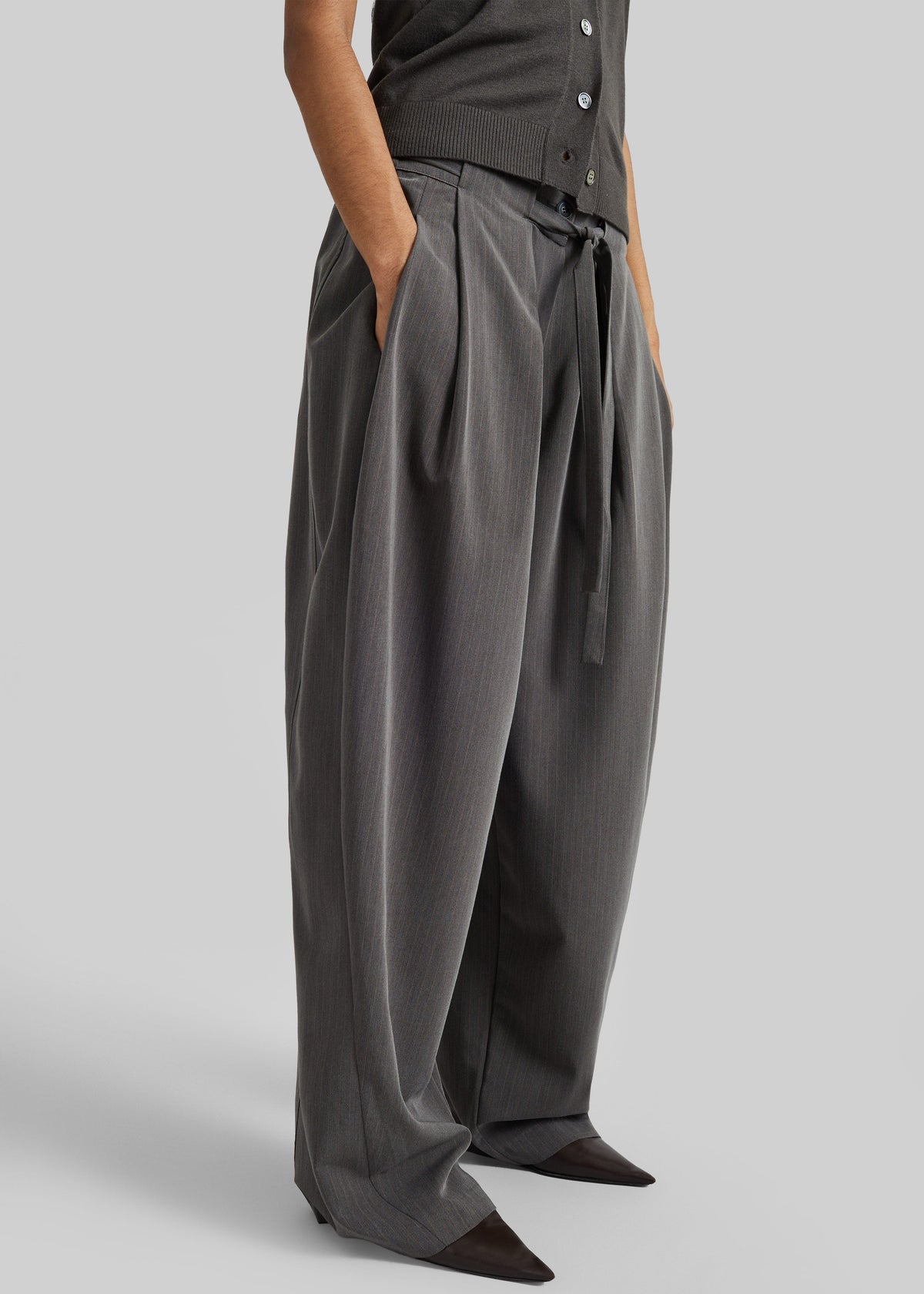 Loire Curved Pants - Charcoal Pinstripe β view 4 of 6