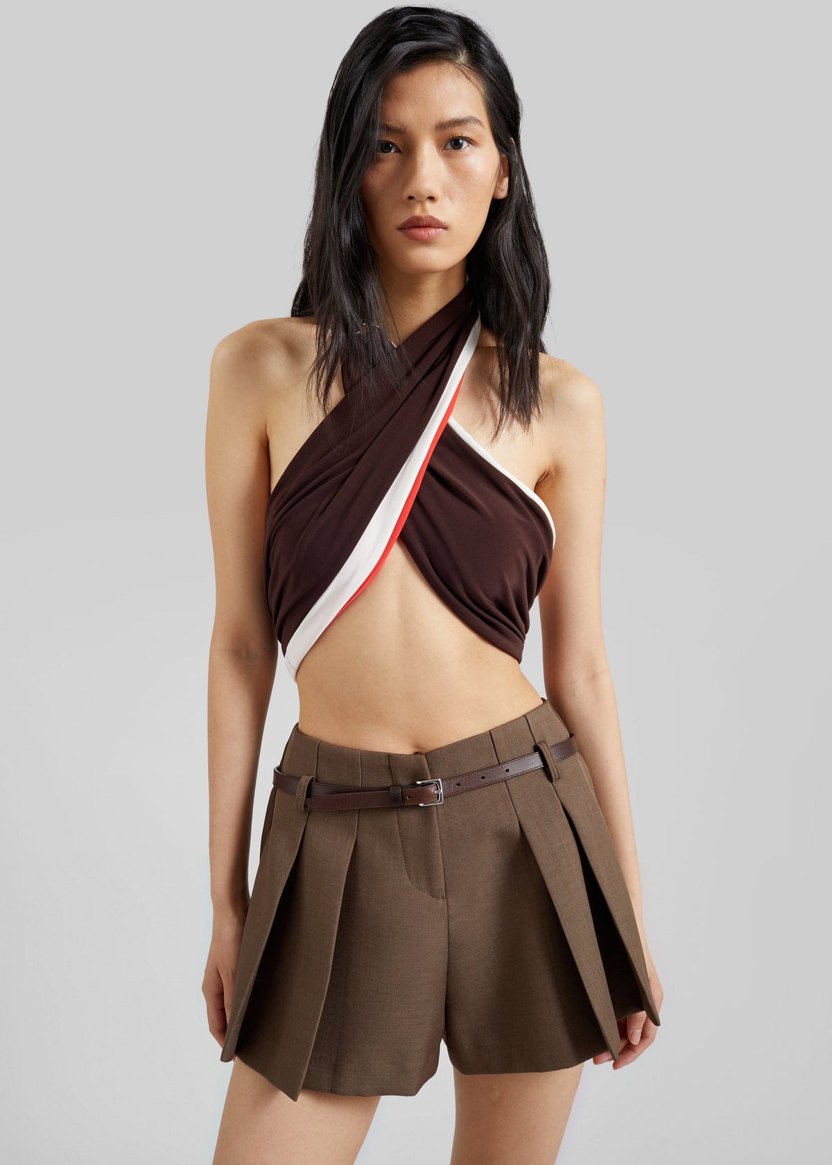 Lojsta Pleated Mini Shorts - Brown β view 6 of 10