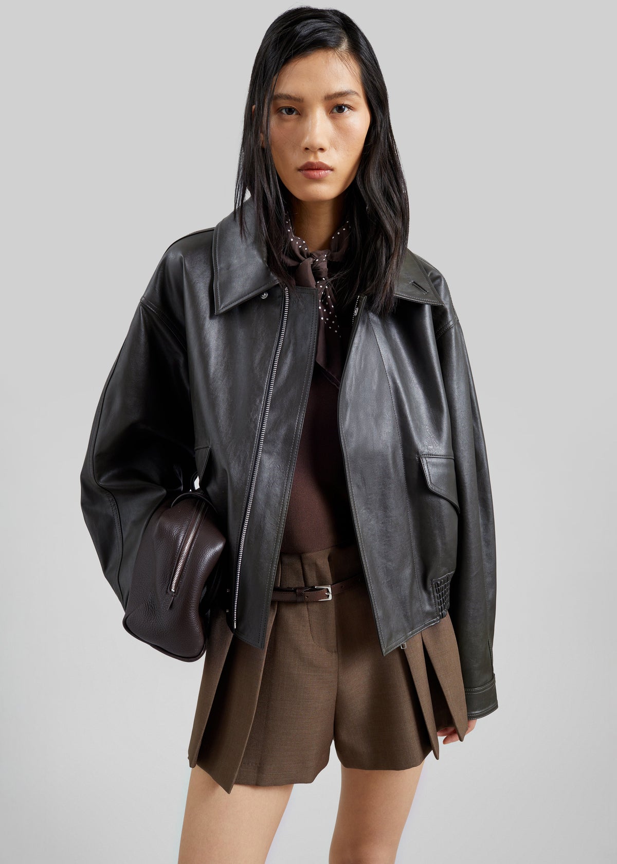 Lojsta Pleated Mini Shorts - Brown β view 7 of 10